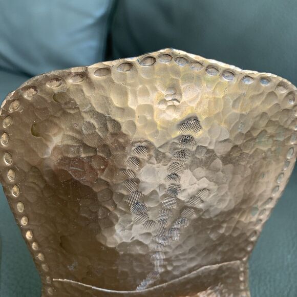 Vintage Hammered Copper Bookends Pair Rustic Tree Motif MCM Artsy Brutalist - Picture 15 of 16